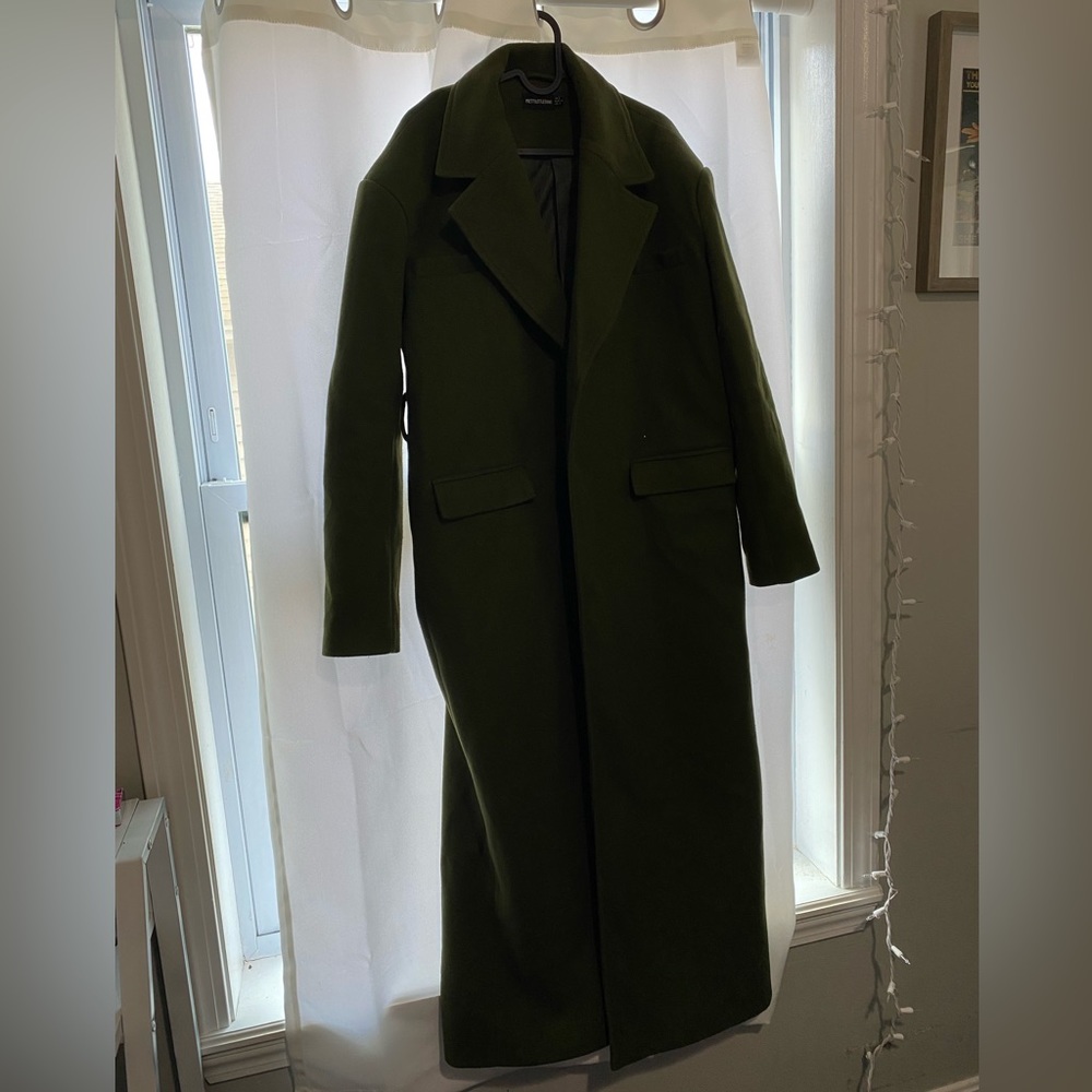 Khaki Wool Look Military Coat